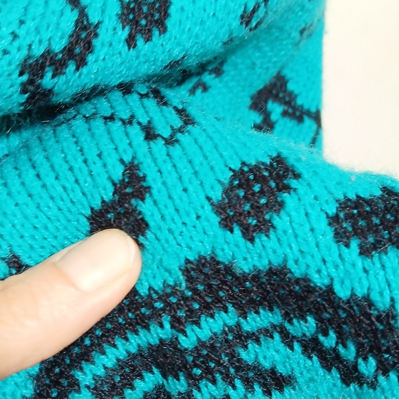 Vintage Retro 80's Teal Black Sweater - Picture 5 of 8